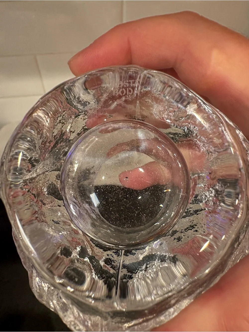 Kosta Boda Clear Textured Glass Votives - Pair